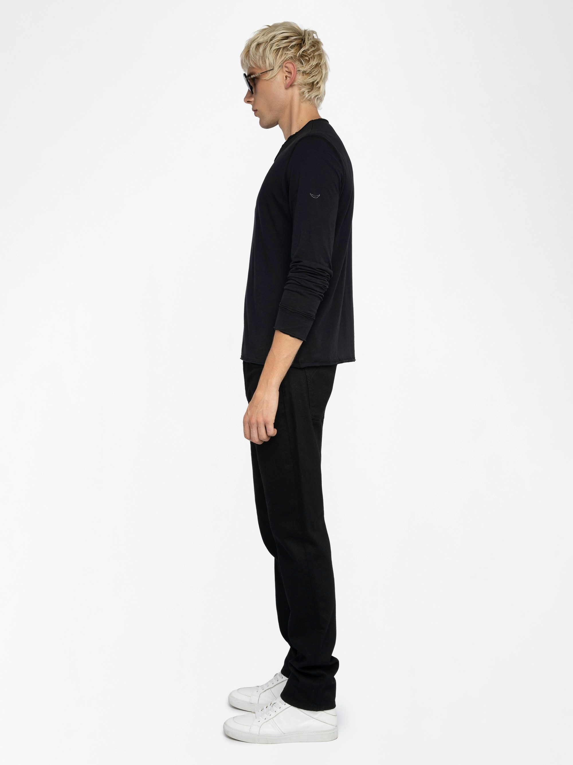 Henley-Shirt Monastir - T-Shirt mit tunesischem Kragen aus Baumwolle.